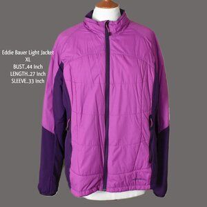 EDDIE BAUER Light Jacket XL Dark Light Purple Zip Front Zip Pockets